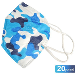 Trade Shop Traesio-20 Mascherine Protettive Ffp2 Senza Valvola Mascherina Mimetica Militare Azzurro -