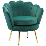 HOMCOM Poltrona Vintage di Design in Velluto Verde, Poltroncina da Camera con Schienale Alto 76x67x74cm