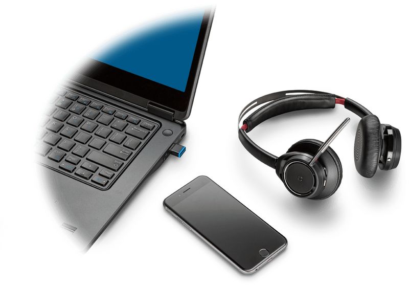 POLY-Voyager-Focus-UC-B825-Auricolare-Wireless-A-Padiglione-Ufficio-Bluetooth-Base-di-ricarica-Nero