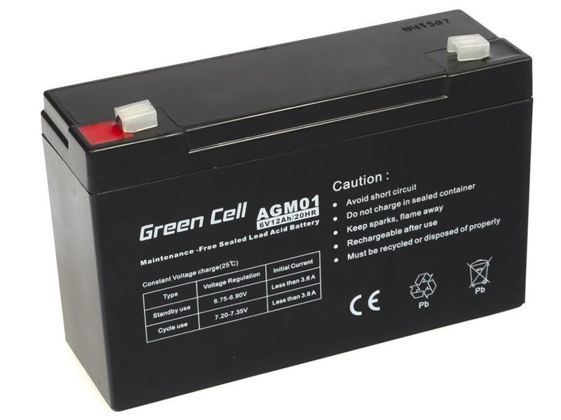 Green-Cell-AGM-Battery-6V-12Ah---Batterie---12.000-mAh-Acido-piombo--VRLA---Green-Cell-AGM-VRLA-6V-12Ah-maintenance-free