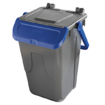 MobilPlastic Contenitore portarifiuti Ecology - con sportello e maniglione - 35 L - grigio/blu - Mobil Plastic