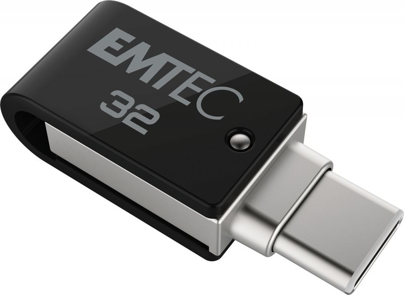 Emtec-T260C-unita-flash-USB-32-GB-USB-Type-A---USB-Type-C-3.2-Gen-1--3.1-Gen-1--Nero-Stainless-steel