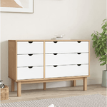 vidaXL Cassettiera OTTA Marrone e Bianco 111x42x73,5 cm Legno di Pino