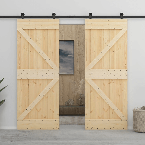 vidaXL Porta Scorrevole con Set Hardware 80x210 cm in Legno di Pino