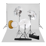 vidaXL Kit Studio Fotografico con Luci Ombrelli Fondale e Riflettore