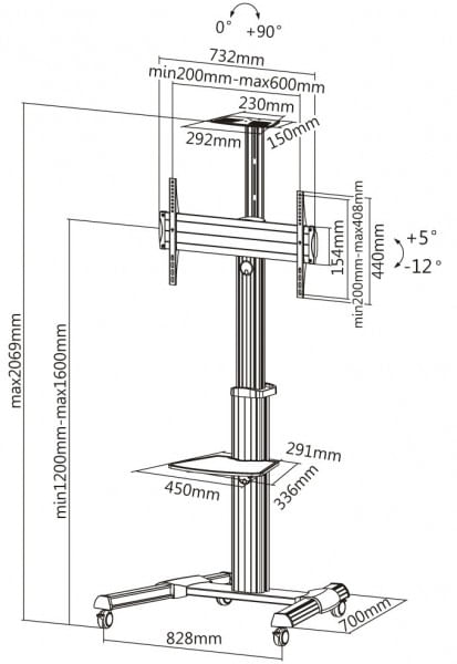 Reflecta-23210-supporto-da-tavolo-per-Tv-a-schermo-piatto-1778-cm--70---Alluminio-Nero-Pavimento