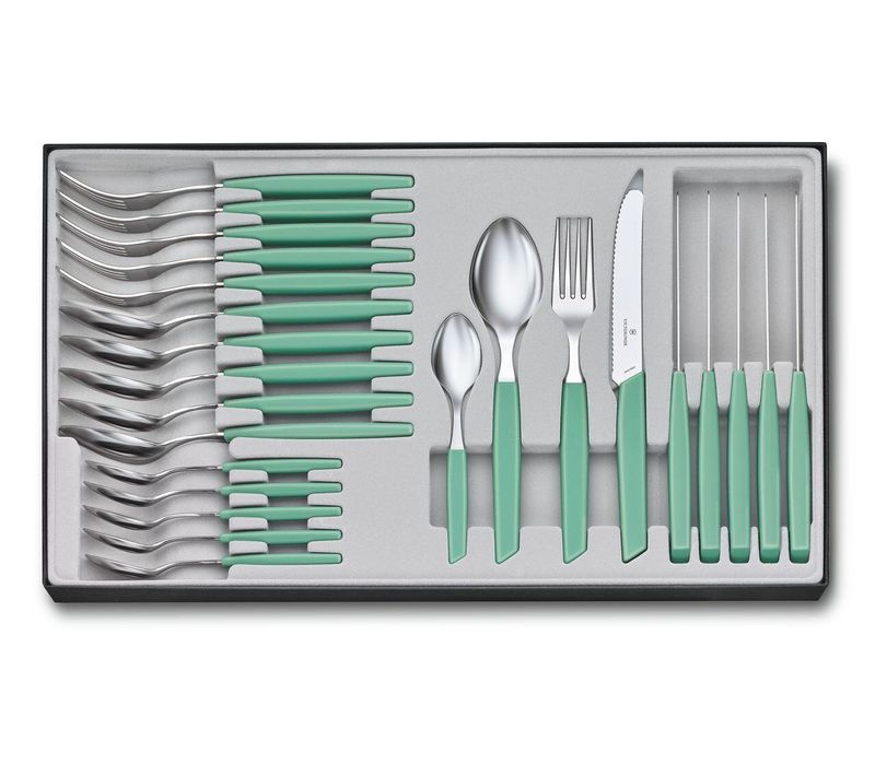 Victorinox-Swiss-Modern-set-di-posate-24-pz-Verde-Colore-menta