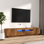 Set Mobili TV 2pz con Luci LED Rovere Fumo in Legno ingegnerizzato