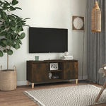 vidaXL Mobile TV con Gambe in Legno Massello Rovere Fumo 103,5x35x50cm