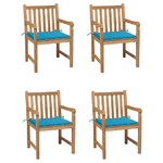 vidaXL Sedie da Giardino 4 pz con Cuscini Blu Massello di Teak