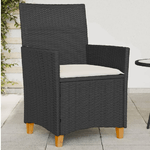 vidaXL Sedie Giardino con Cuscini 2pz Nere Polyrattan e Legno Massello