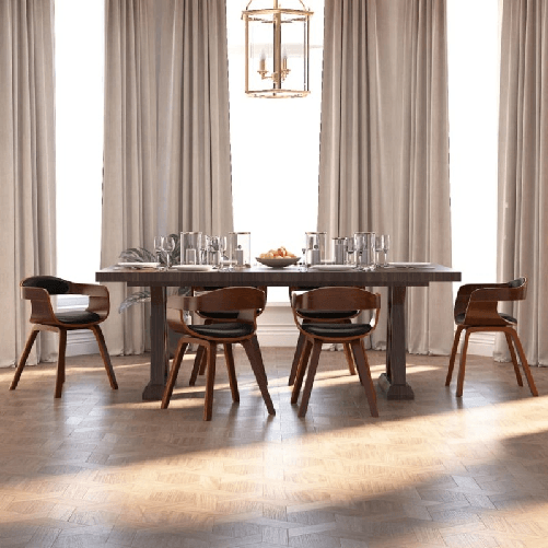 Sedie da Pranzo 6 pz Nere in Legno Curvato e Similpelle
