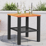 vidaXL Tavolo da Giardino Nero 40x40x42cm in Polyrattan e Legno Acacia