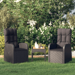 vidaXL Sedie Reclinabili da Giardino con Cuscini 2pz Nero Polyrattan