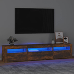 vidaXL Mobile Porta TV con Luci LED Rovere Fumo 195x35x40 cm