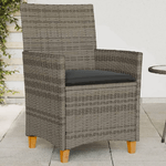 vidaXL Sedie Giardino con Cuscini 2pz Grigie Polyrattan Legno Massello