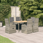 vidaXL Set da Pranzo da Giardino 7 pz con Cuscini in Polyrattan Grigio