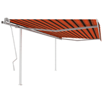 vidaXL Tenda da Sole Retrattile Manuale Pali 4x3,5 m Arancio Marrone