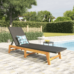 vidaXL Sdraio Nero e Marrone in Polyrattan e Legno Massello di Acacia