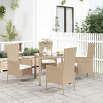 Sedie da Giardino con Cuscini 4 pz in Polyrattan Beige