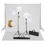 vidaXL Kit Studio Fotografico con Luci Ombrelli Fondale e Riflettore