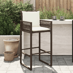 vidaXL Sgabelli da Bar con Cuscini 2 pz Marroni in Polyrattan