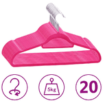 vidaXL Set Appendiabiti 20 pz Antiscivolo Rosa in Velluto