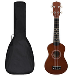 vidaXL Set Ukulele Soprano con Borsa per Bambini Legno Scuro 21"