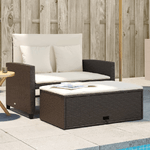 vidaXL Divano da Giardino a 2 Posti con Cuscini in Polyrattan Marrone