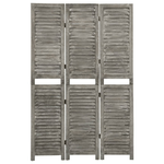 vidaXL Divisorio a 3 Pannelli Grigio 106,5x166 cm in Legno Massello