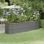 vidaXL Letto Giardino Acciaio Verniciato a Polvere 296x80x68 cm Grigio