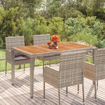 Tavolo da Giardino Piano in Legno Grigio 150x90x75cm Polyrattan