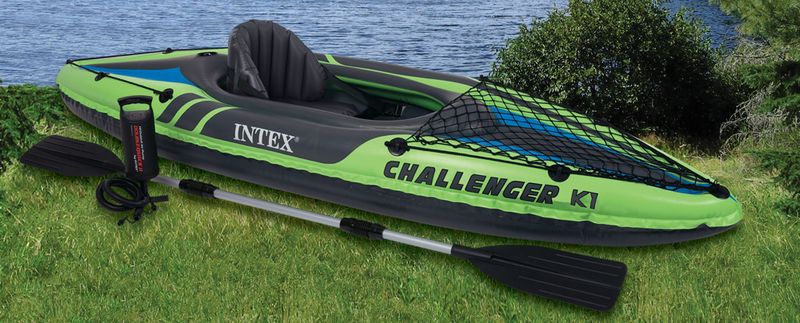 Intex-K1-1-persona-e--Nero-Verde-Cloruro-di-polivinile--PVC--Kayak-gonfiabile