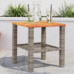 vidaXL Tavolo da Giardino Grigio 40x40x42 cm Polyrattan e Legno Acacia