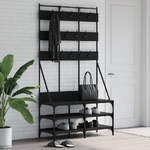 Appendiabiti con Porta Scarpe Nero 100x40x184 cm