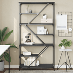 vidaXL Libreria Nera 91x36x176 cm in Legno ingegnerizzato e Acciaio