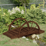 Ponte Giardino con Mezza Ruota 99x50x38 cm Legno Massello Abete