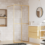 vidaXL Parete per Doccia Walk-in Vetro Trasparente ESG 80x195 cm Oro