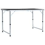 vidaXL Tavolo da Campeggio Pieghevole in Alluminio Grigio 120x60 cm