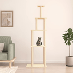 vidaXL Albero per Gatti con Tiragraffi in Sisal Crema 183 cm