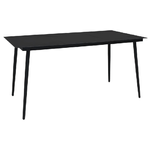 vidaXL Tavolo da Giardino Nero 190x90x74 cm in Acciaio e Vetro