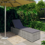 vidaXL Lettino Prendisole con Cuscino in Polyrattan Grigio