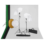 vidaXL Kit Studio Fotografico con Luci Fondale e Riflettore