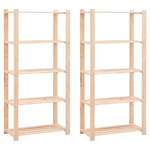 vidaXL Scaffali a 5 Livelli 2 pz 80x38x170 cm Massello Pino 250 kg