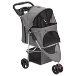 vidaXL Passeggino per Cani Pieghevole Grigio 80x46x98cm Tessuto Oxford