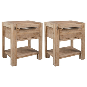 vidaXL Comodini con Cassetti 2 pz 40x30x48 cm Legno Massello di Acacia