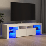 vidaXL Mobile Porta TV con Luci LED Bianco Lucido 140x36,5x40 cm