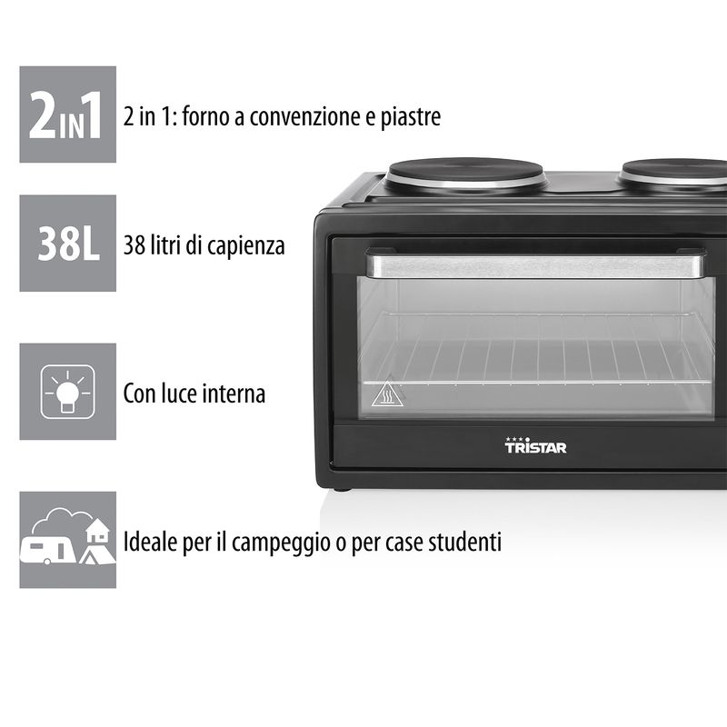 Tristar-OV-1443-Forno-a-convezione-con-2-piastre-cottura