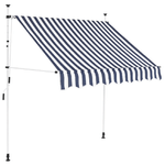 Tenda da Sole Retrattile Manuale 200 cm a Strisce Blu e Bianche