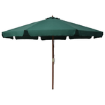 vidaXL Ombrellone da Esterni con Palo in Legno 330 cm Verde